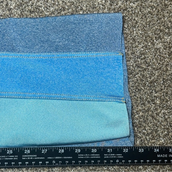 Fashion Nova Women’s Large Blue and Teal Striped High Rise Pants - Picture 6 of 14